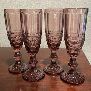 Set of 4, Retro Embossed Glasses, Color..Pink Purple Snake
